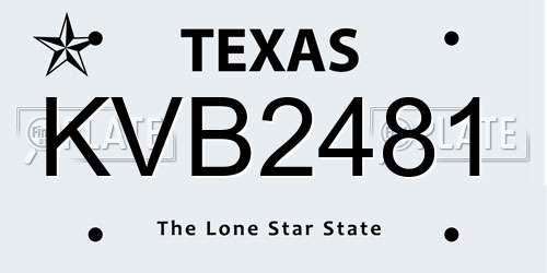 KVB2481 Texas License Plate