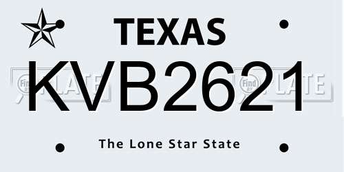 KVB2621 Texas License Plate