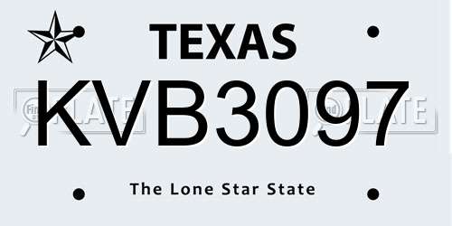KVB3097 Texas License Plate