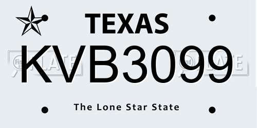 KVB3099 Texas License Plate