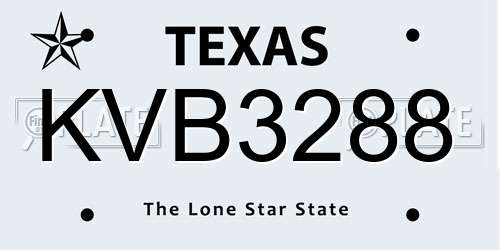 KVB3288 Texas License Plate