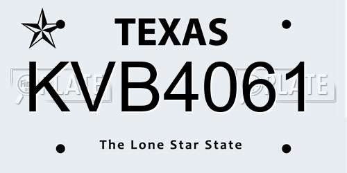 KVB4061 Texas License Plate