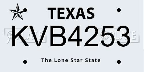 KVB4253 Texas License Plate