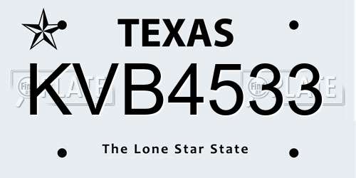 KVB4533 Texas License Plate