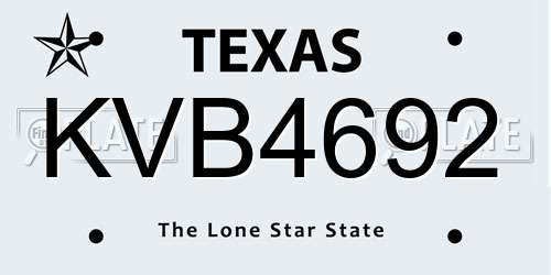 KVB4692 Texas License Plate