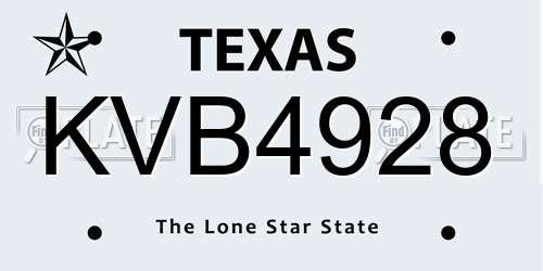 KVB4928 Texas License Plate