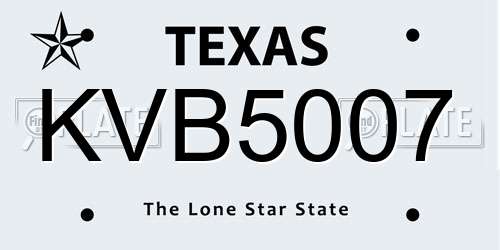 KVB5007 Texas License Plate