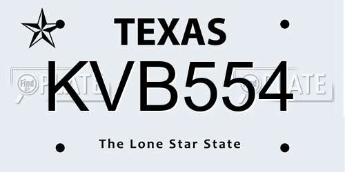 KVB554 Texas License Plate