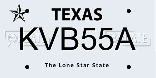 KVB55A Texas License Plate