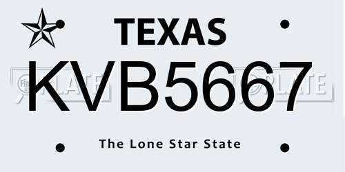 KVB5667 Texas License Plate