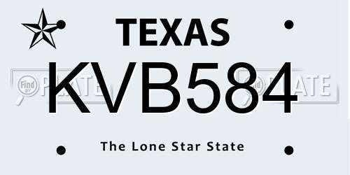 KVB584 Texas License Plate