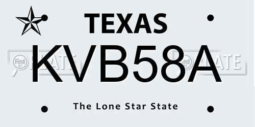 KVB58A Texas License Plate