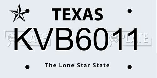 KVB6011 Texas License Plate