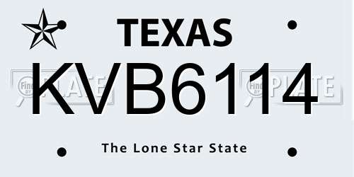 KVB6114 Texas License Plate