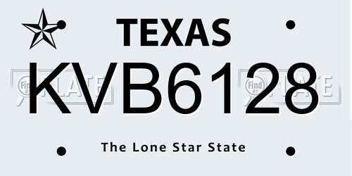KVB6128 Texas License Plate