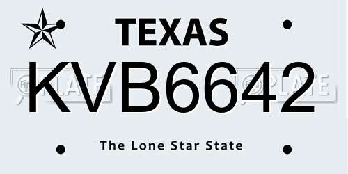 KVB6642 Texas License Plate
