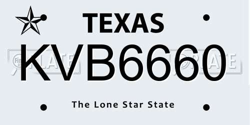 KVB6660 Texas License Plate