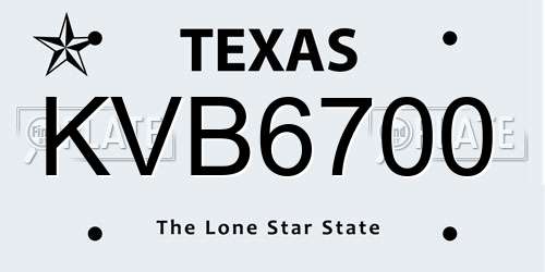 KVB6700 Texas License Plate
