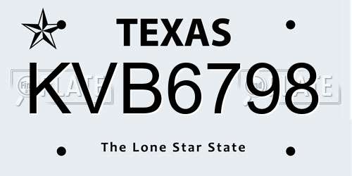KVB6798 Texas License Plate