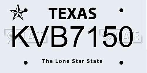 KVB7150 Texas License Plate