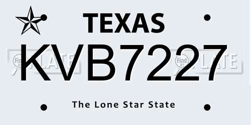 KVB7227 Texas License Plate