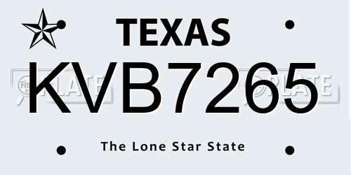 KVB7265 Texas License Plate