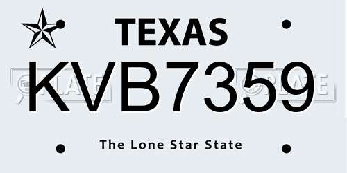 KVB7359 Texas License Plate