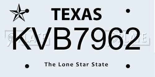 KVB7962 Texas License Plate