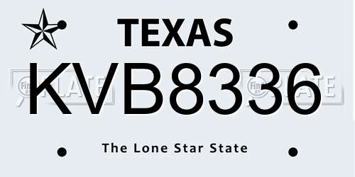 KVB8336 Texas License Plate