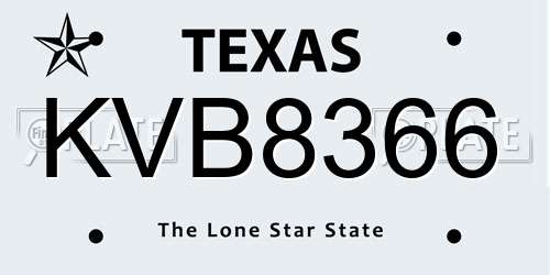KVB8366 Texas License Plate
