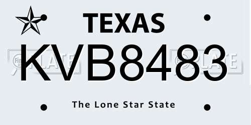 KVB8483 Texas License Plate