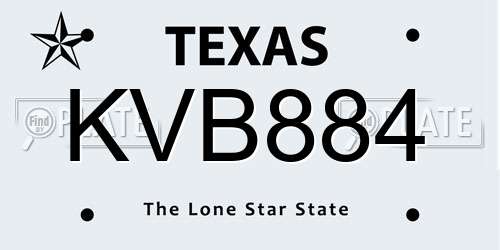 KVB884 Texas License Plate