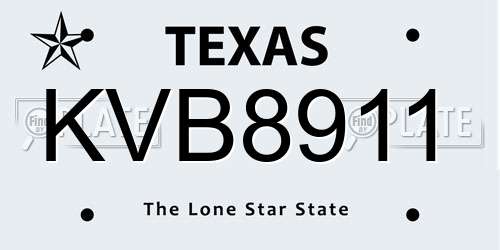 KVB8911 Texas License Plate