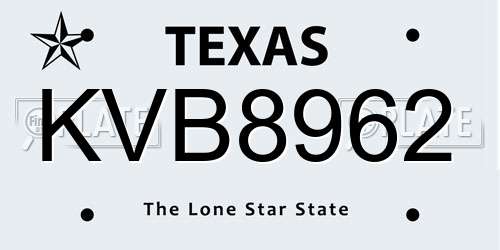 KVB8962 Texas License Plate