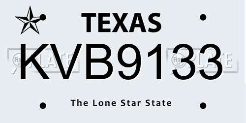 KVB9133 Texas License Plate