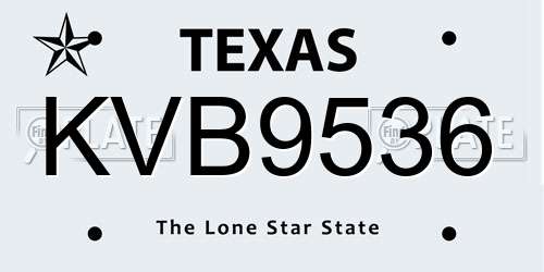 KVB9536 Texas License Plate