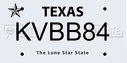 KVBB84 Texas License Plate