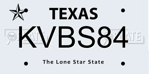 KVBS84 Texas License Plate