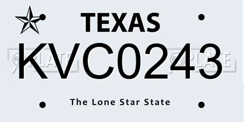 KVC0243 Texas License Plate