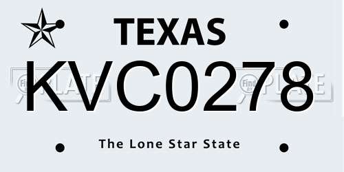 KVC0278 Texas License Plate
