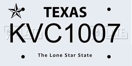 KVC1007 Texas License Plate