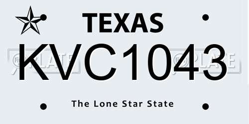 KVC1043 Texas License Plate
