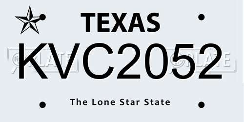 KVC2052 Texas License Plate