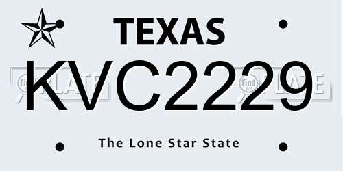 KVC2229 Texas License Plate