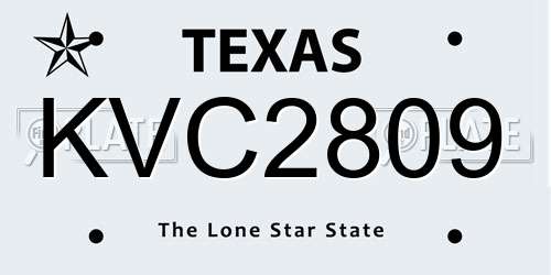 KVC2809 Texas License Plate