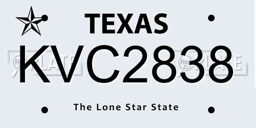 KVC2838 Texas License Plate