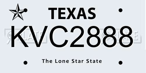 KVC2888 Texas License Plate