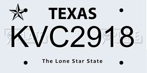 KVC2918 Texas License Plate