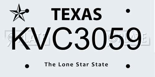 KVC3059 Texas License Plate