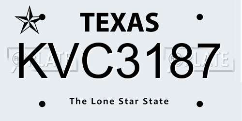 KVC3187 Texas License Plate